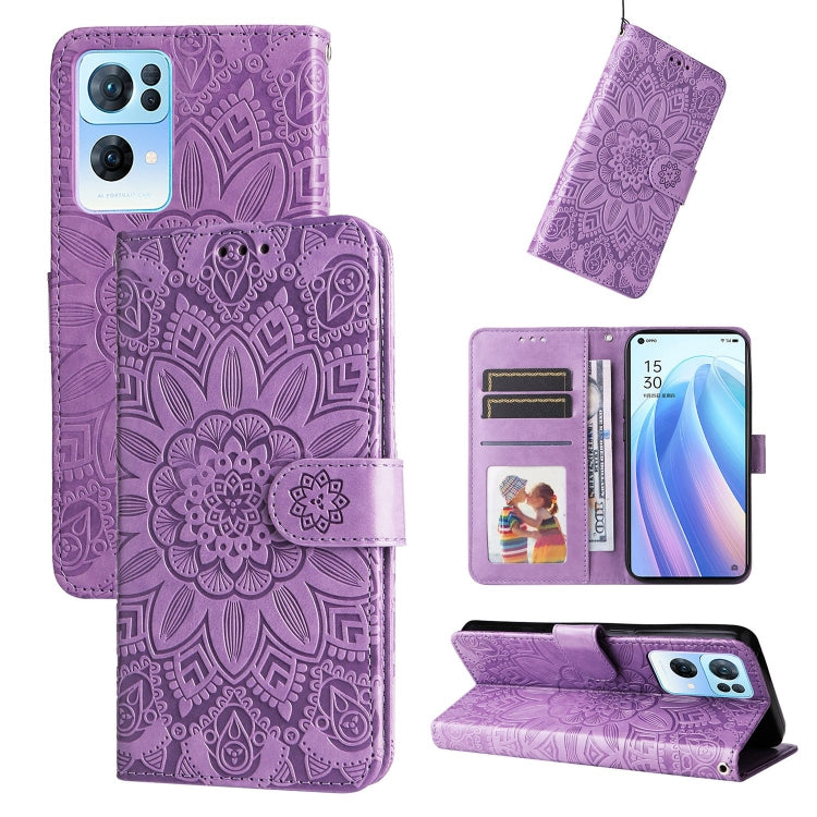 For OPPO Reno7 Pro 5G Embossed Sunflower Leather Phone Case