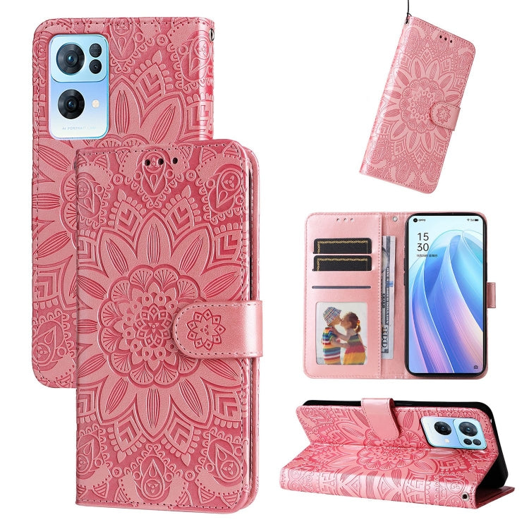 For OPPO Reno7 Pro 5G Embossed Sunflower Leather Phone Case