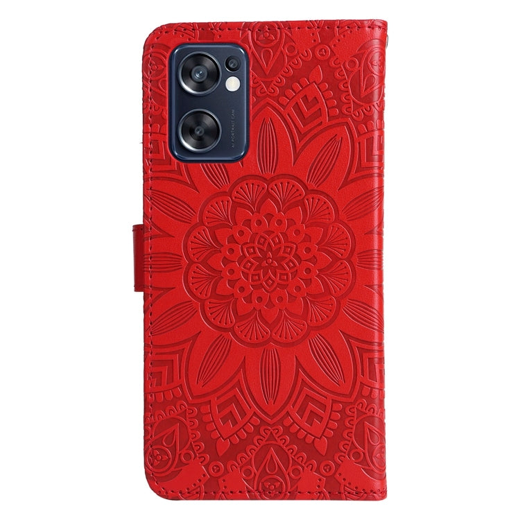 For OPPO Reno7 SE Embossed Sunflower Leather Phone Case