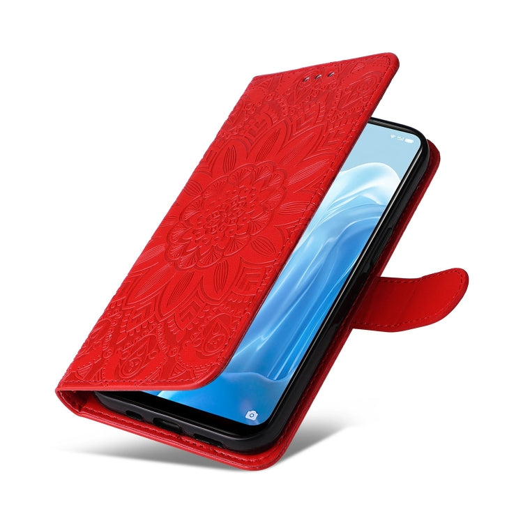 For OPPO Reno7 SE Embossed Sunflower Leather Phone Case