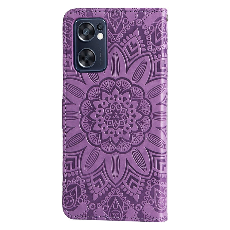 For OPPO Reno7 SE Embossed Sunflower Leather Phone Case