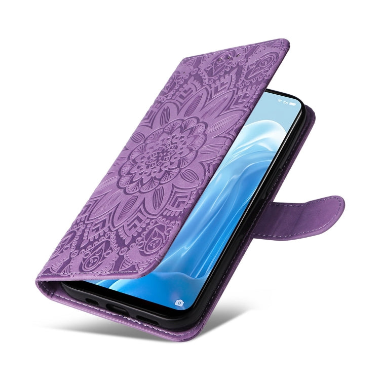 For OPPO Reno7 SE Embossed Sunflower Leather Phone Case