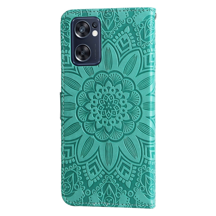 For OPPO Reno7 SE Embossed Sunflower Leather Phone Case