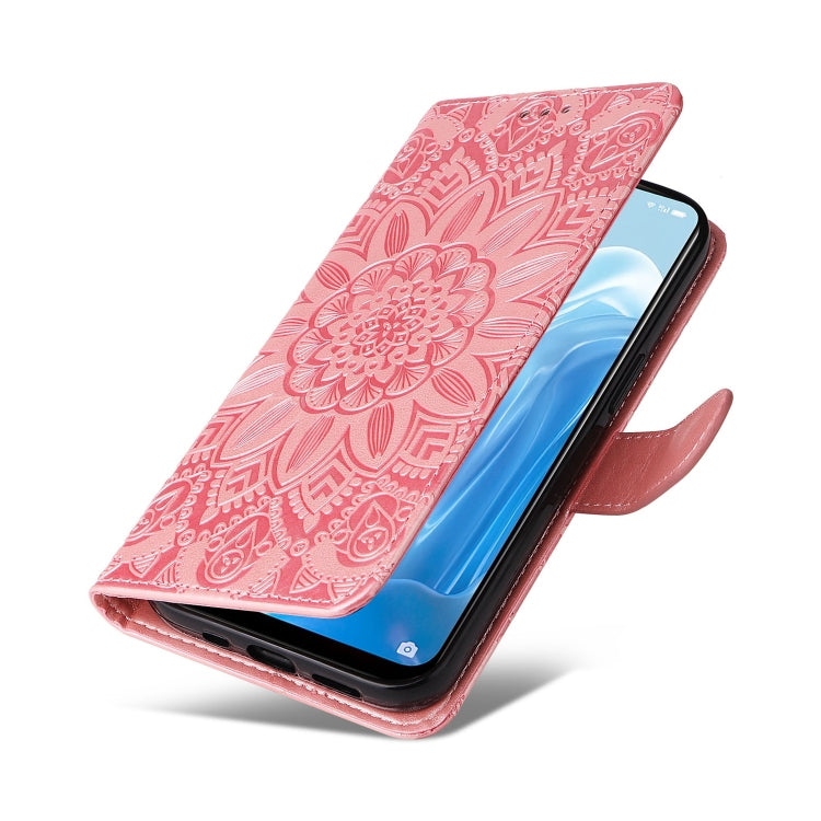 For OPPO Reno7 SE Embossed Sunflower Leather Phone Case