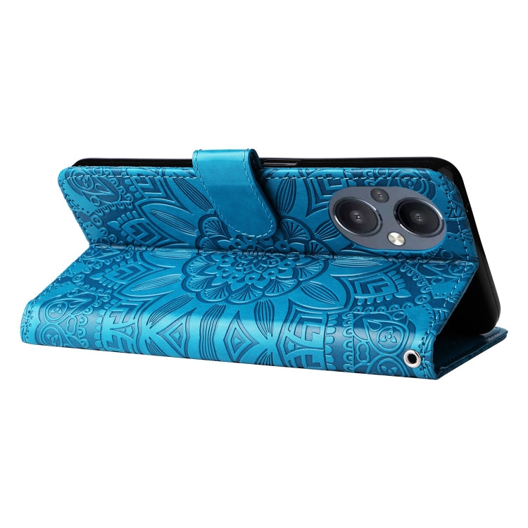 For OPPO Reno7 Z / OnePlus Nord N20 5G Embossed Sunflower Leather Phone Case