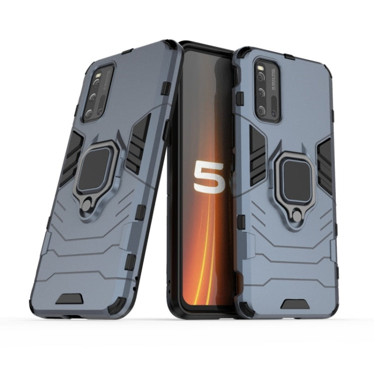 For Vivo IQOO3 PC + TPU Shockproof Protective Case with Magnetic Ring Holder(Navy Blue)