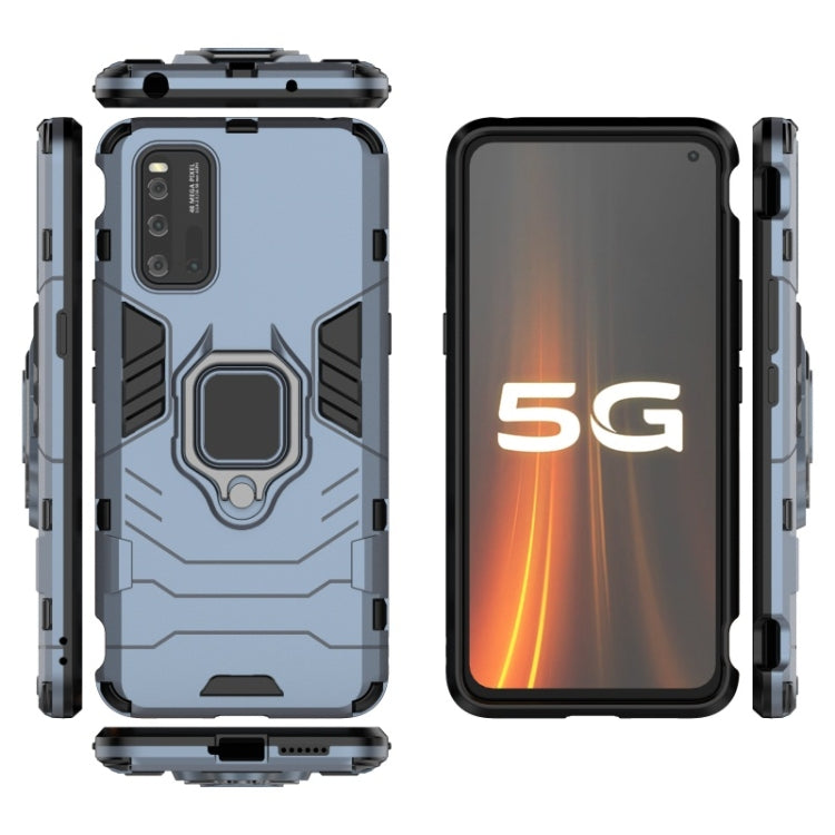 For Vivo IQOO3 PC + TPU Shockproof Protective Case with Magnetic Ring Holder(Navy Blue)