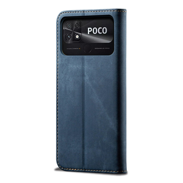 For Xiaomi Poco C40 Global Denim Texture Casual Style Horizontal Flip Leather Case