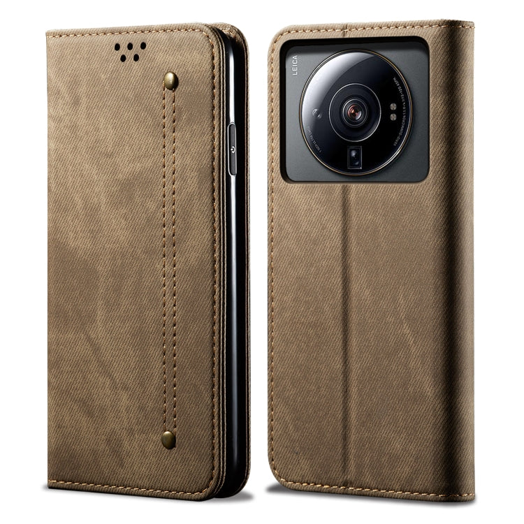 For Xiaomi 12S Ultra Denim Texture Casual Style Horizontal Flip Leather Case