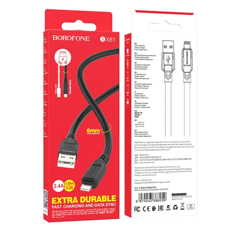 Borofone BX81 2.4A USB-C to 8 Pin Goodway Charging Data Cable, Length:1m