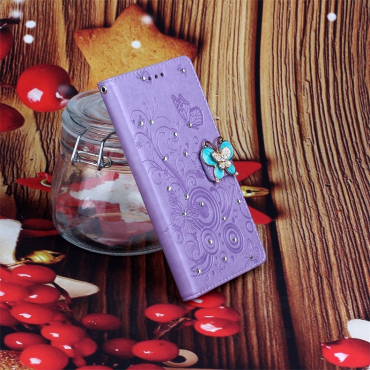 For OPPO A5 Diamond Encrusted Butterflies Love Flowers Pattern Horizontal Flip Leather Case with Holder & Card Slots & Wallet & Lanyard