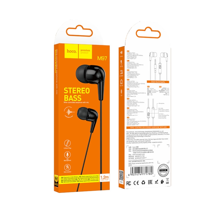 hoco M97 1.2m Universal Earphone with Microphone