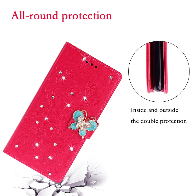 For Xiaomi Redmi 8A Diamond Encrusted Butterflies Love Flowers Pattern Horizontal Flip Leather Case with Holder & Card Slots & Wallet & Lanyard