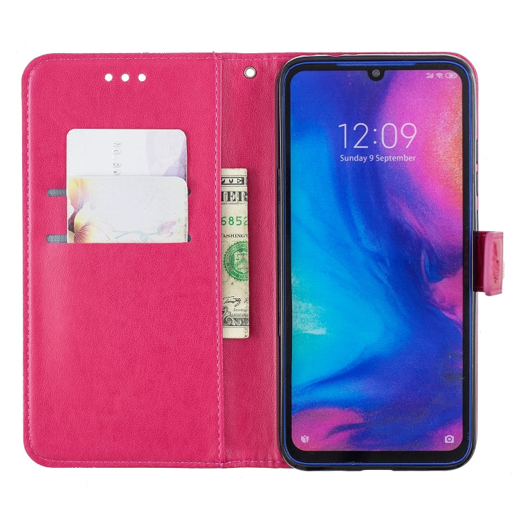 For Xiaomi Redmi Note 7 Diamond Encrusted Butterflies Love Flowers Pattern Horizontal Flip Leather Case with Holder & Card Slots & Wallet & Lanyard