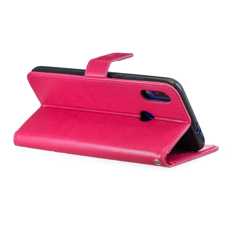 For Xiaomi Redmi Note 7 Diamond Encrusted Butterflies Love Flowers Pattern Horizontal Flip Leather Case with Holder & Card Slots & Wallet & Lanyard