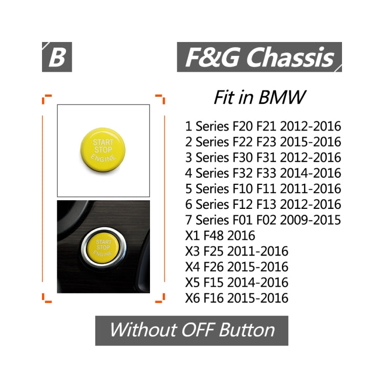 Car Engine Start Key Push Button Cover for BMW G / F Chassis, Style:without Start and Stop
