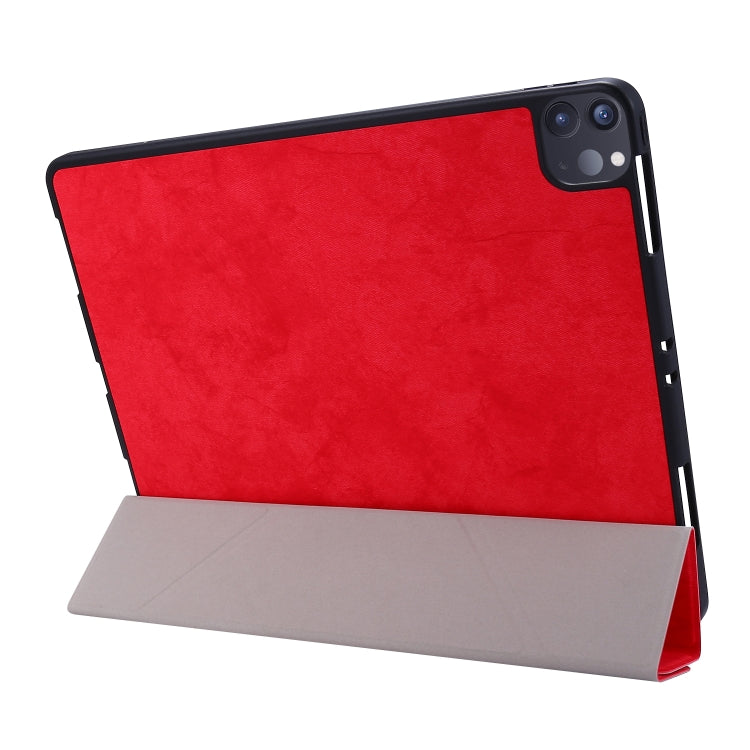 For iPad Pro 12.9 inch 2020 Marble Style Cloth Texture Horizontal Deformation Flip Leather Tablet Case with Holder & Pen Slot