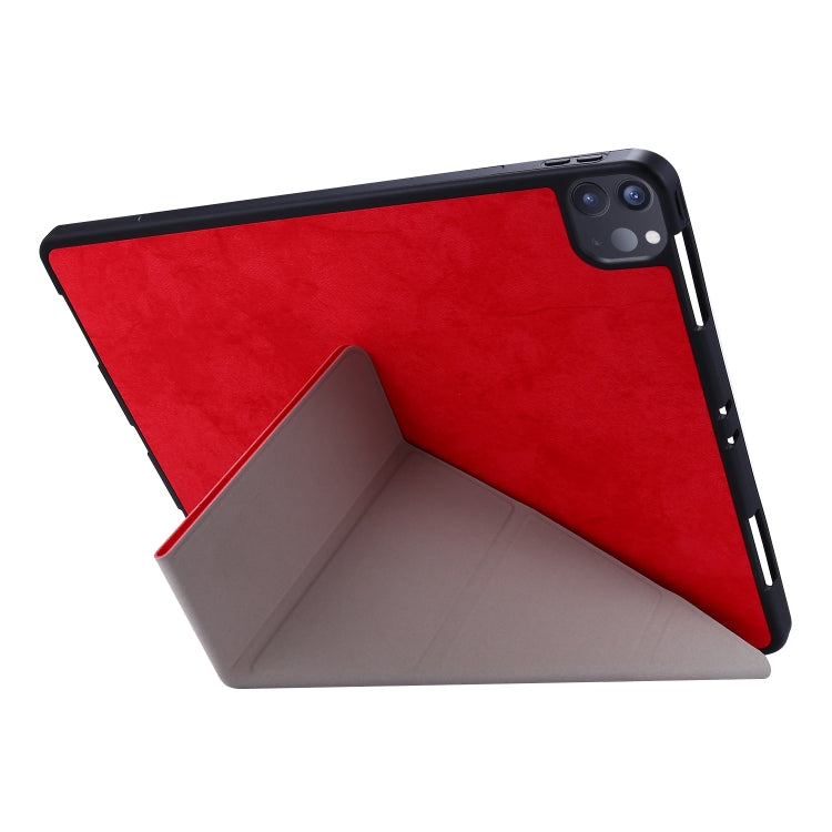 For iPad Pro 12.9 inch 2020 Marble Style Cloth Texture Horizontal Deformation Flip Leather Tablet Case with Holder & Pen Slot