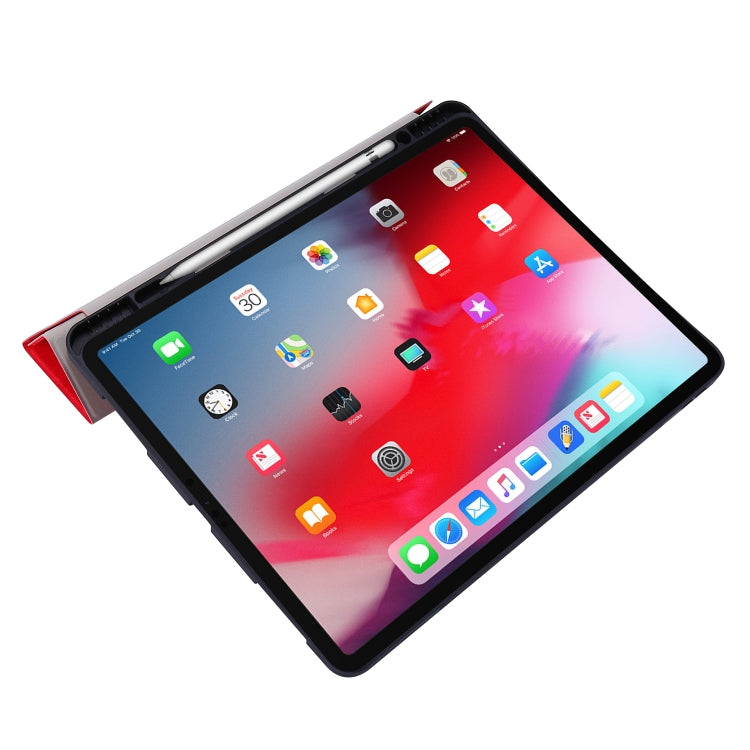 For iPad Pro 12.9 inch 2020 Marble Style Cloth Texture Horizontal Deformation Flip Leather Tablet Case with Holder & Pen Slot