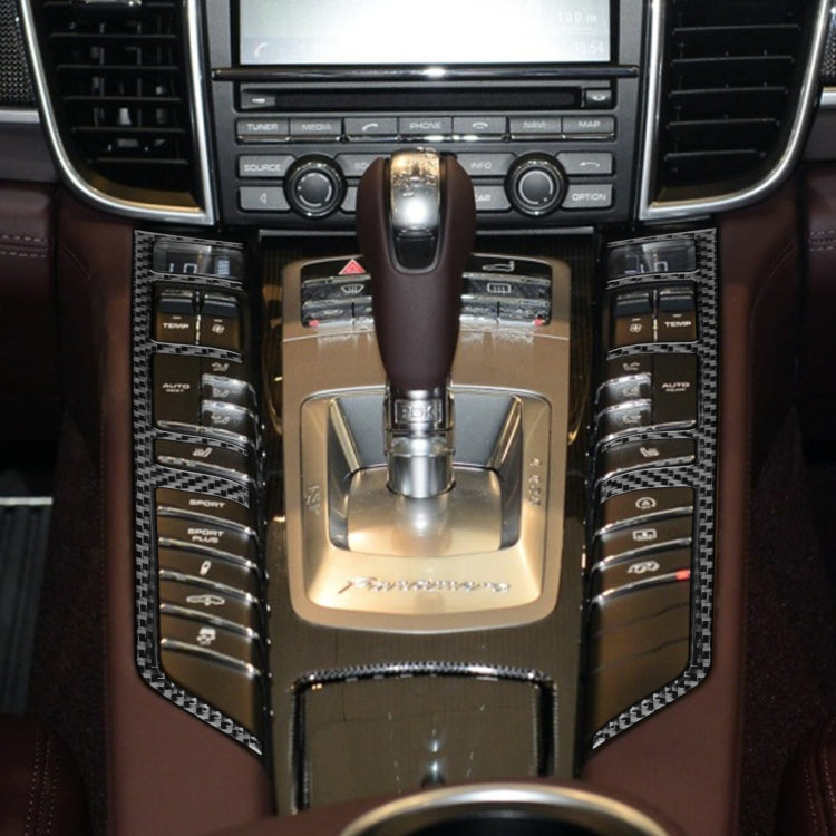 Car Carbon Fiber Central Control Button Frame Decorative Sticker for Porsche Panamera 2010-2016, Left and Right Drive