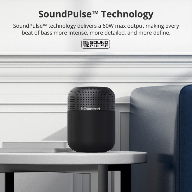 Tronsmart T6 Max Home Portable IPX5 60W Loud Deep Bass Bluetooth NFC Speaker(Black)