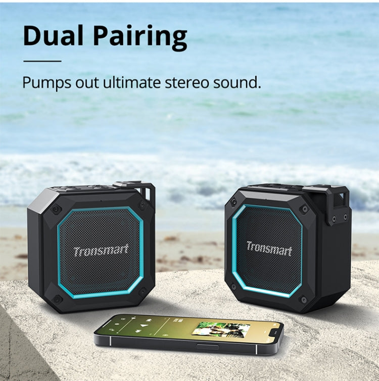 Tronsmart Groove 2 Portable Speaker Bluetooth 5.3 10W Mini IPX7 Seapker with True Wireless Stereo / LED Light(Black)