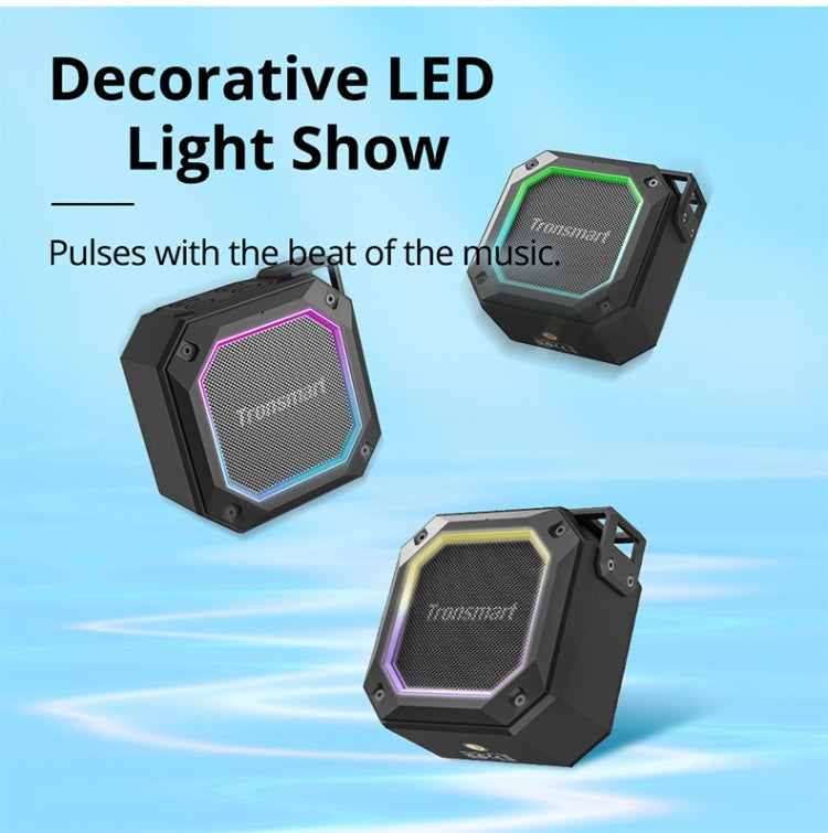 Tronsmart Groove 2 Portable Speaker Bluetooth 5.3 10W Mini IPX7 Seapker with True Wireless Stereo / LED Light(Black)