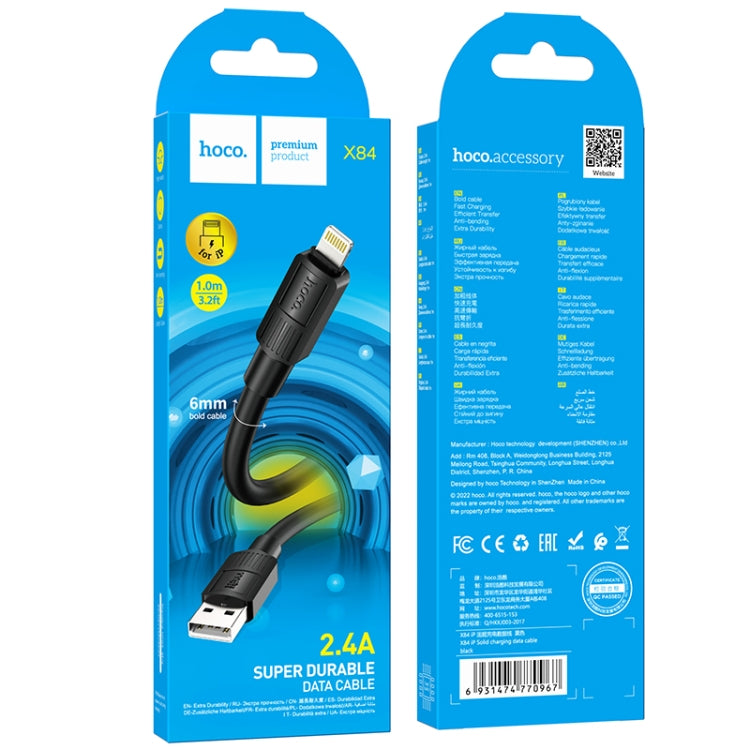 hoco X84 2.4A USB to 8 Pin Solid Charging Data Cable,Length:1m