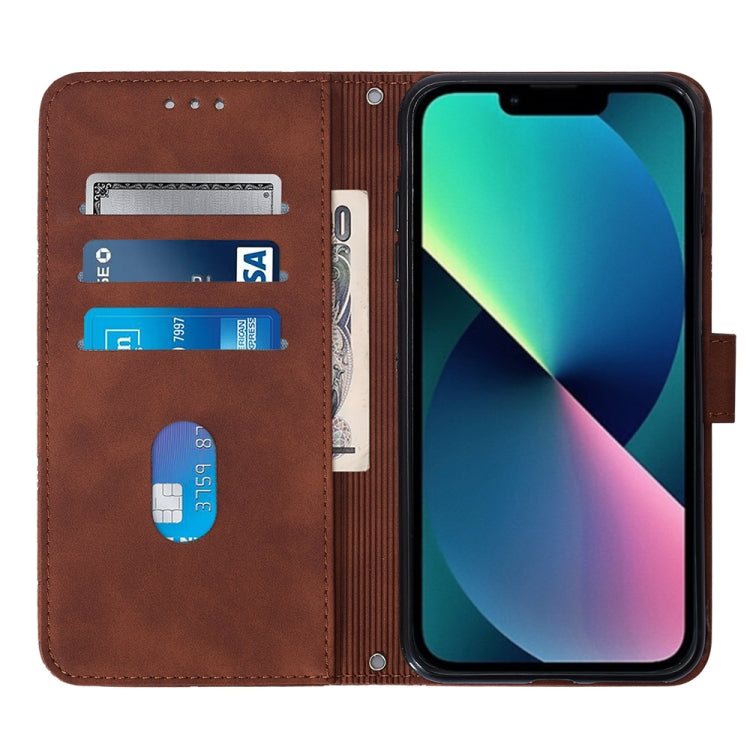 For iPhone 14 Crossbody 3D Embossed Flip Leather Phone Case