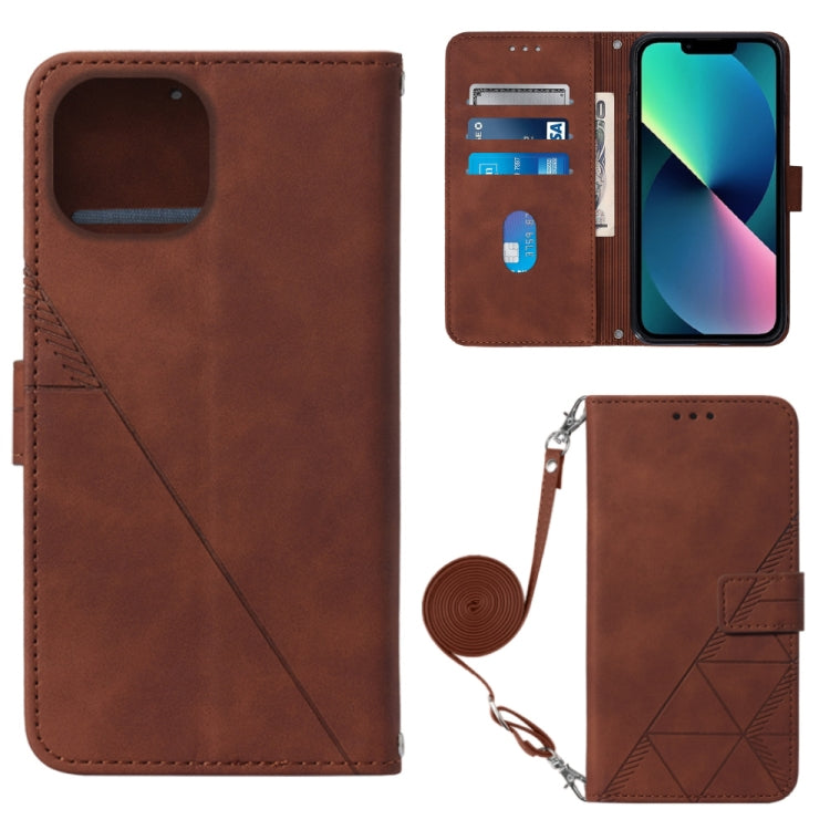 For iPhone 14 Plus Crossbody 3D Embossed Flip Leather Phone Case