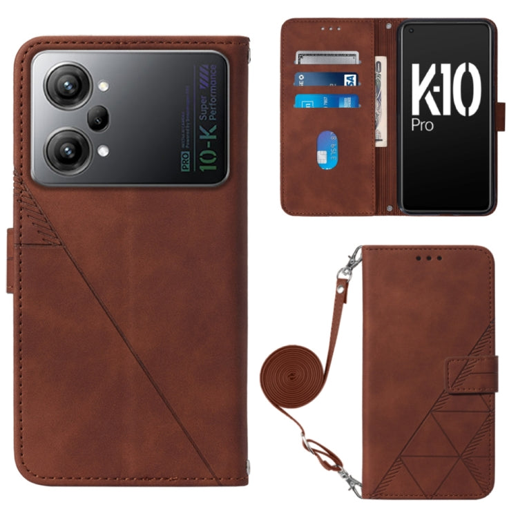 For OPPO K10 Pro 5G Crossbody 3D Embossed Flip Leather Phone Case