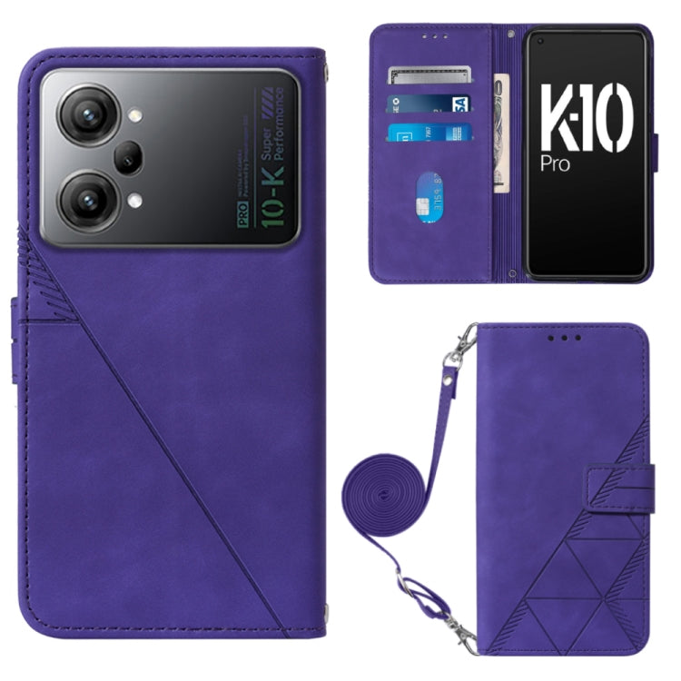 For OPPO K10 Pro 5G Crossbody 3D Embossed Flip Leather Phone Case