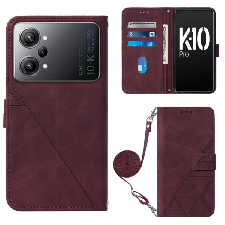 For OPPO K10 Pro 5G Crossbody 3D Embossed Flip Leather Phone Case