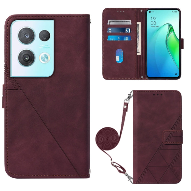 For OPPO Reno8 Pro Crossbody 3D Embossed Flip Leather Phone Case
