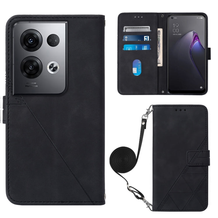 For OPPO Reno8 Pro+ Crossbody 3D Embossed Flip Leather Phone Case