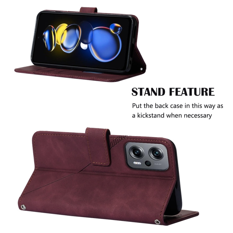 For Xiaomi Redmi Note 11T Pro Crossbody 3D Embossed Flip Leather Phone Case