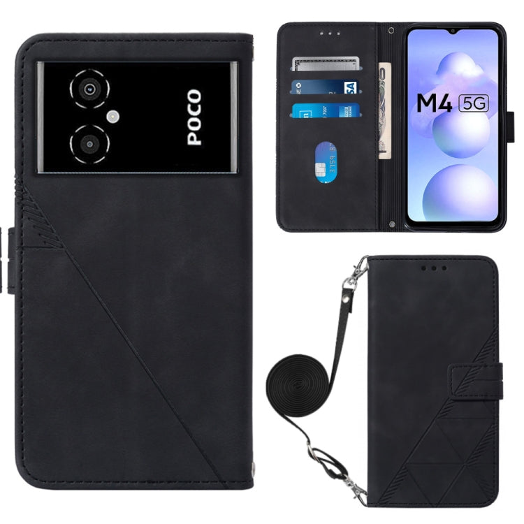 For Xiaomi Poco M4 5G Crossbody 3D Embossed Flip Leather Phone Case
