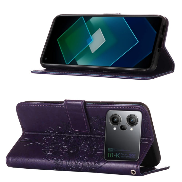 For OPPO K10 Pro 5G Embossed Butterfly Flip Leather Phone Case