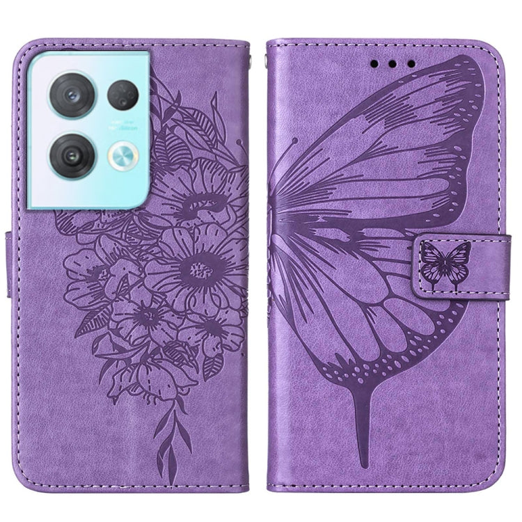 For OPPO Reno8 Pro Embossed Butterfly Flip Leather Phone Case