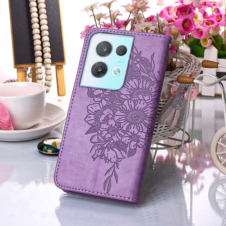 For OPPO Reno8 Pro Embossed Butterfly Flip Leather Phone Case