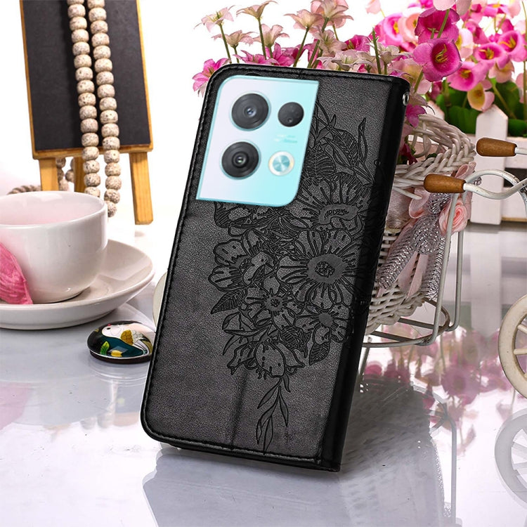 For OPPO Reno8 Pro Embossed Butterfly Flip Leather Phone Case