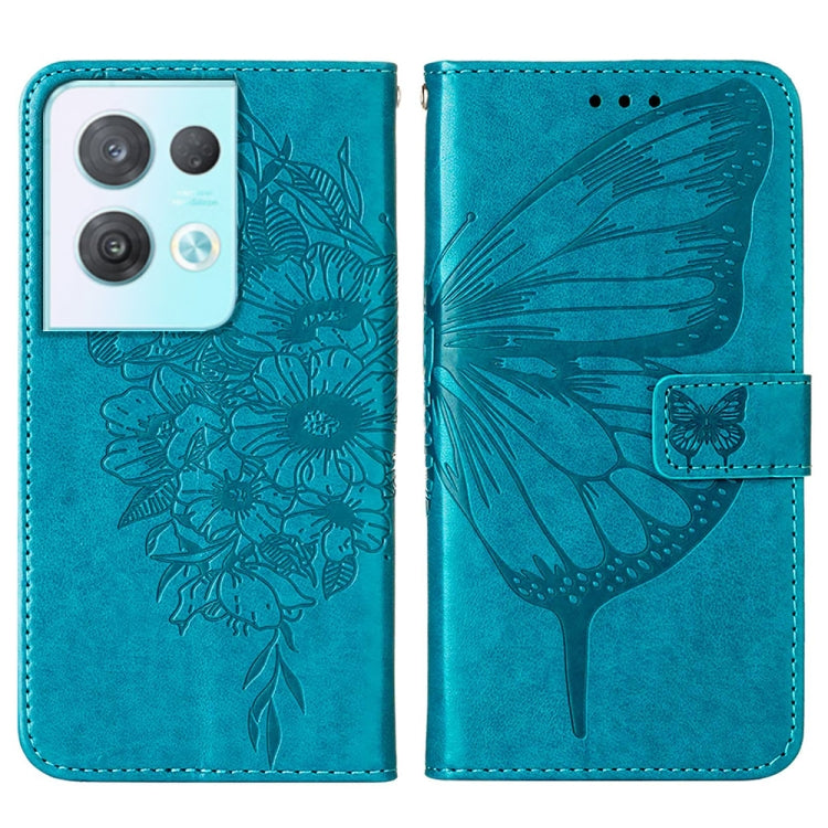 For OPPO Reno8 Pro Embossed Butterfly Flip Leather Phone Case