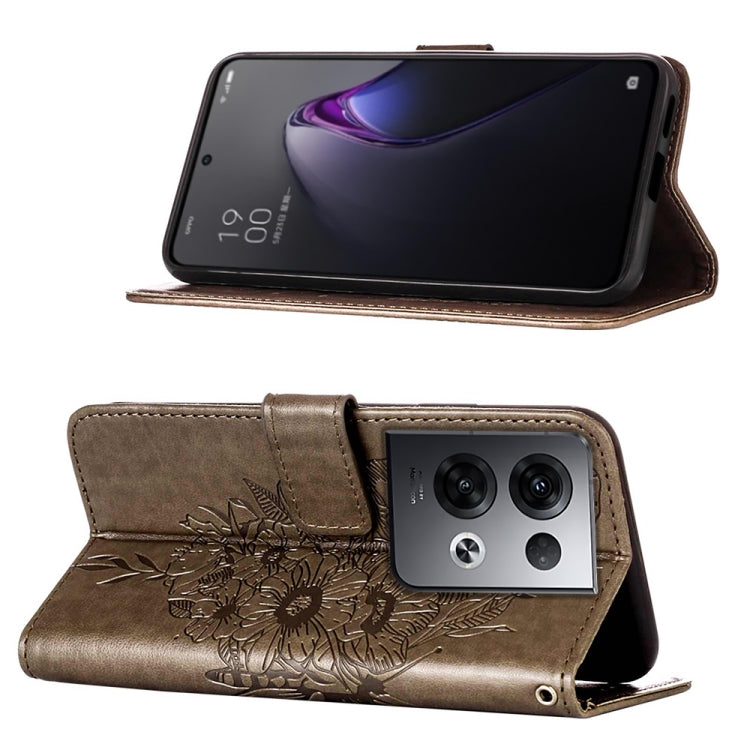 For OPPO Reno8 Pro+ Embossed Butterfly Flip Leather Phone Case