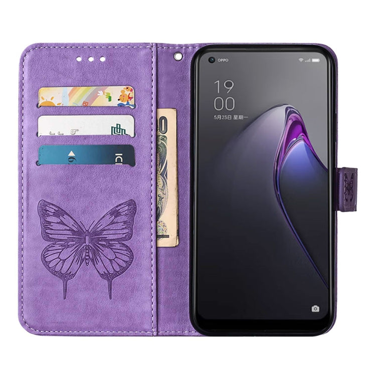 For OPPO Reno8 Pro+ Embossed Butterfly Flip Leather Phone Case