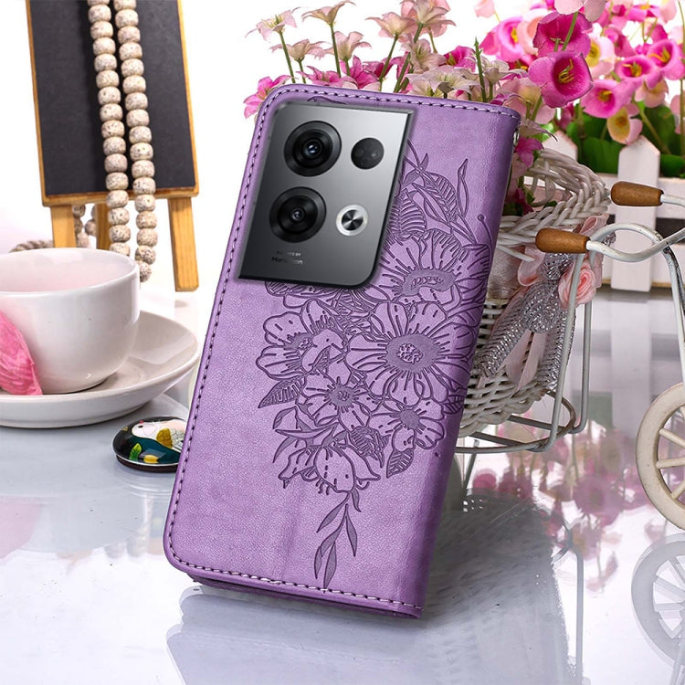 For OPPO Reno8 Pro+ Embossed Butterfly Flip Leather Phone Case