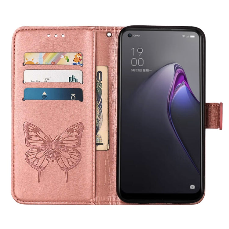 For OPPO Reno8 Pro+ Embossed Butterfly Flip Leather Phone Case