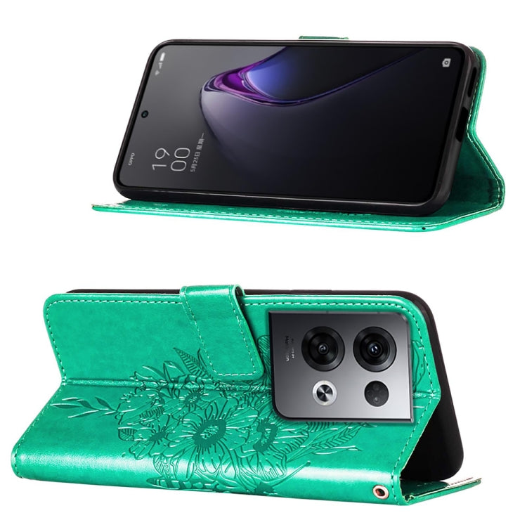 For OPPO Reno8 Pro+ Embossed Butterfly Flip Leather Phone Case