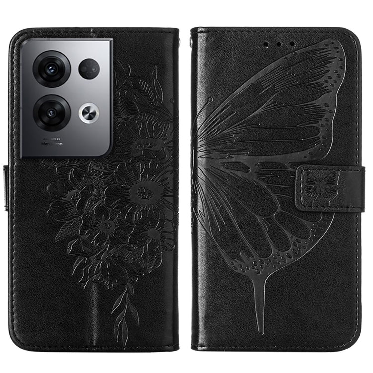 For OPPO Reno8 Pro+ Embossed Butterfly Flip Leather Phone Case