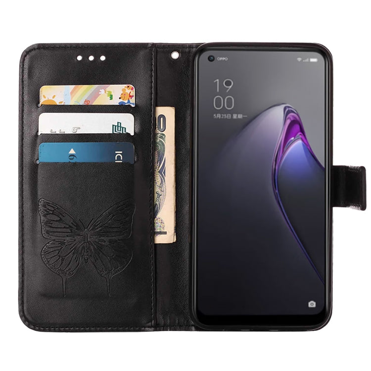 For OPPO Reno8 Pro+ Embossed Butterfly Flip Leather Phone Case