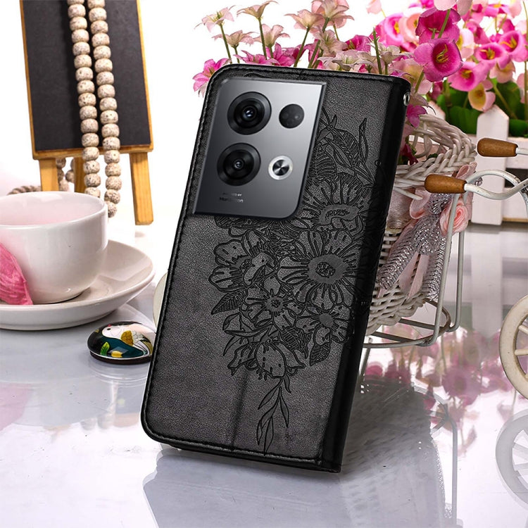 For OPPO Reno8 Pro+ Embossed Butterfly Flip Leather Phone Case
